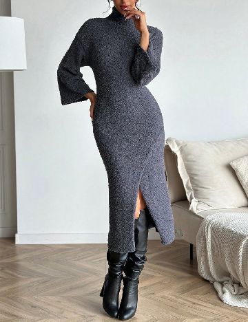 Rochie medie SHEIN, gri inchis