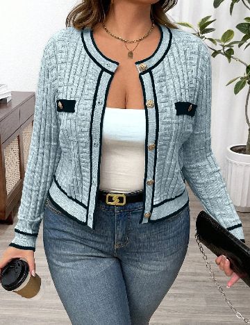 Cardigan SHEIN CURVE, albastru