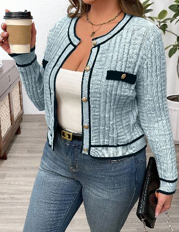 Cardigan SHEIN CURVE, albastru