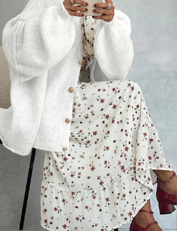 Cardigan Oversize SHEIN, alb