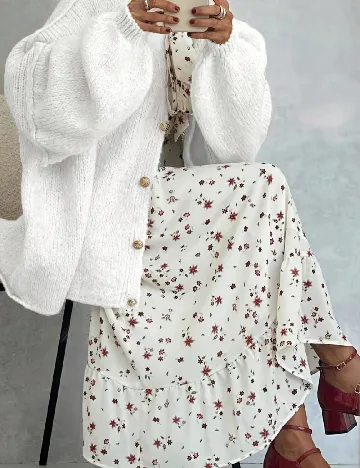 Cardigan Oversize SHEIN, alb