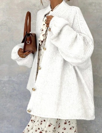 Cardigan Oversize SHEIN, alb