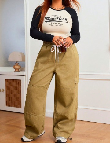 Pantaloni SHEIN CURVE, maro