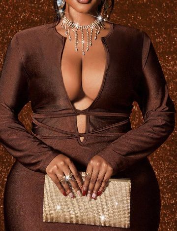 Rochie lunga SHEIN CURVE, maro