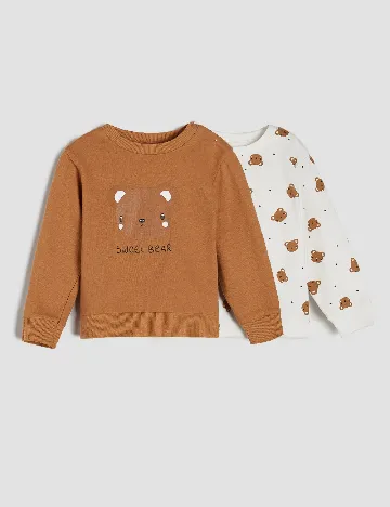 Set bluze 2 bucati Sinsay, maro/alb