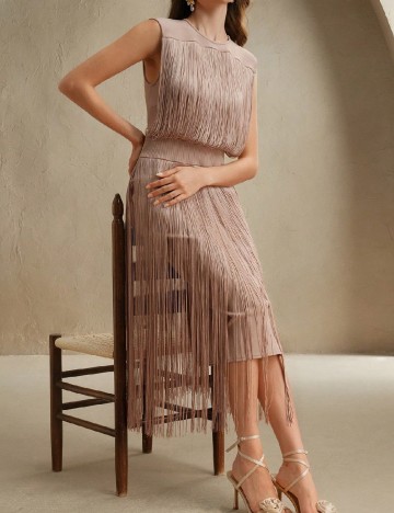 Rochie medie SHEIN, roz pudra inchis