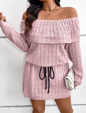 Rochie scurta SHEIN CURVE, roz pudra