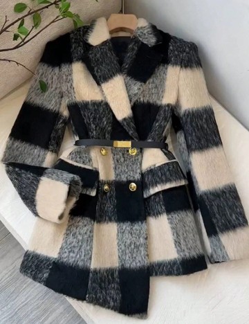 Palton SHEIN, crem/negru