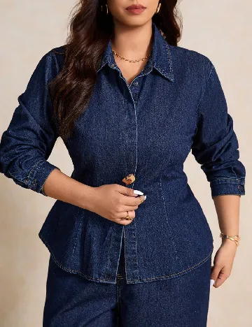 Camasa SHEIN CURVE, albastru