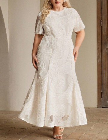 Rochie lunga Anewsta Curve, ecru