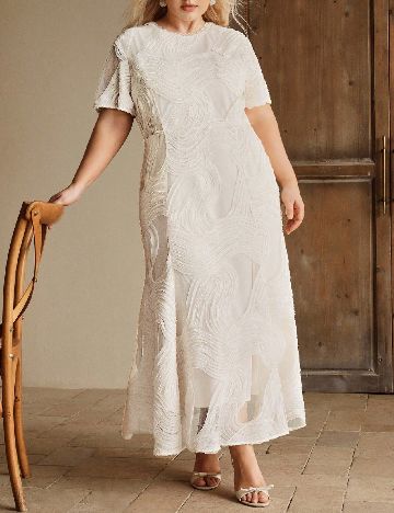 Rochie lunga Anewsta Curve, ecru