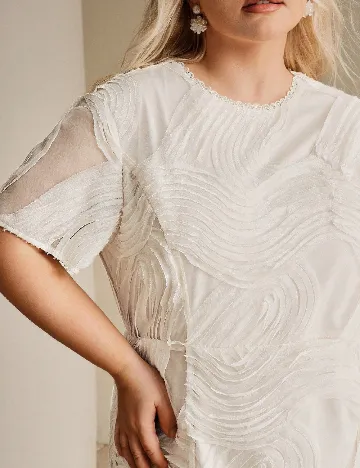 Rochie lunga Anewsta Curve, ecru