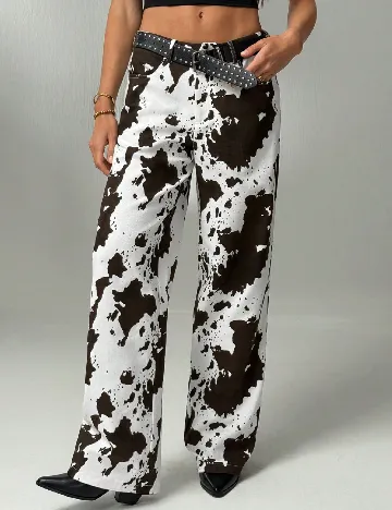 Pantaloni SHEIN, alb/maro