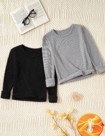 Set bluze Shein Kids, gri/negru