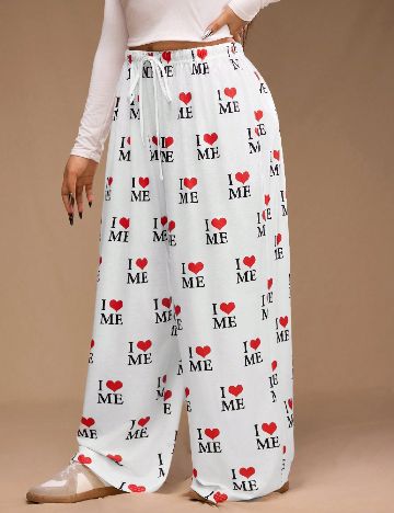 Pantaloni Forever 21 Curve, alb/rosu