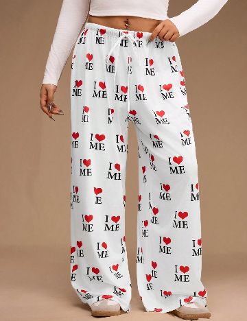 Pantaloni Forever 21 Curve, alb/rosu