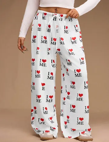 Pantaloni Forever 21 Curve, alb/rosu