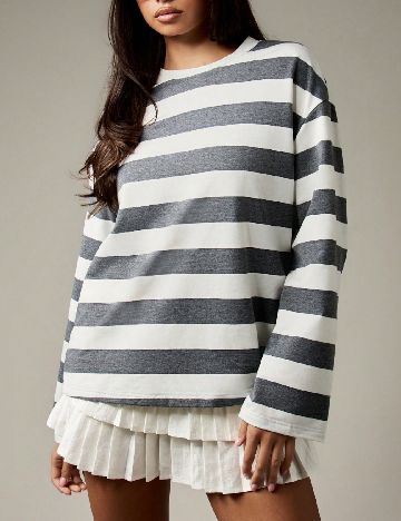 Bluza Missguided, alb/gri