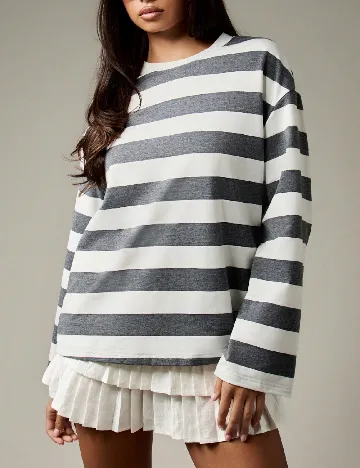 Bluza Missguided, alb/gri