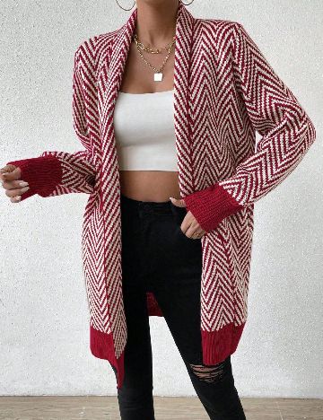 Blazer SHEIN, alb/rosu