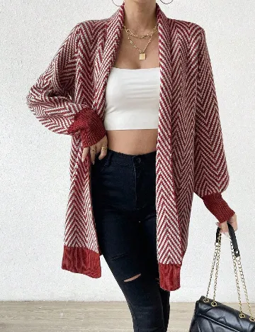 Blazer SHEIN, alb/rosu