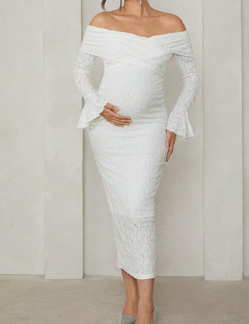 Rochie medie SHEIN Maternity, alb