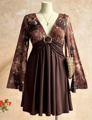 Rochie scurta SHEIN CURVE, maro