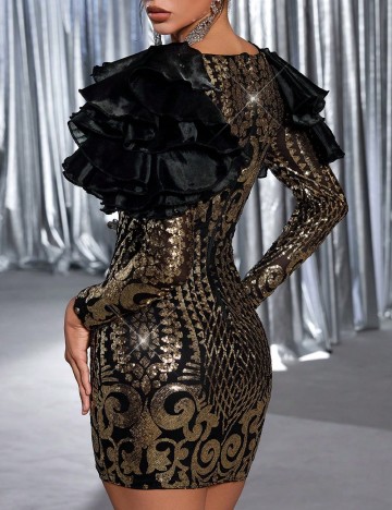 Rochie scurta SHEIN, negru/auriu