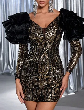 Rochie scurta SHEIN, negru/auriu