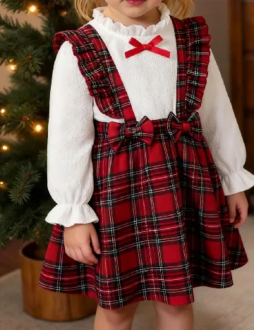 Rochie Shein Kids, alb/rosu