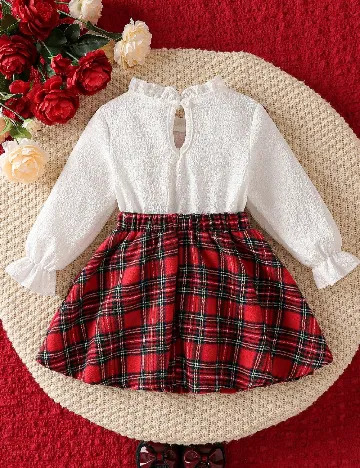 Rochie Shein Kids, alb/rosu