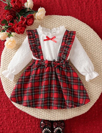 Rochie Shein Kids, alb/rosu