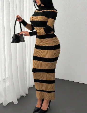 Rochie lunga SHEIN, negru/maro