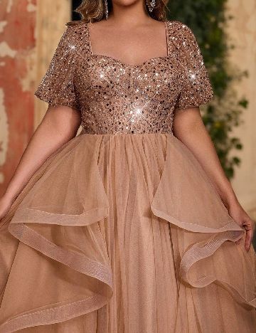 Rochie lunga SHEIN CURVE, maro deschis