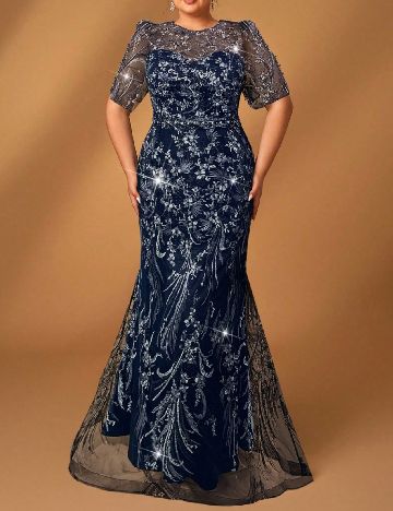 Rochie lunga SHEIN CURVE, bleumarin