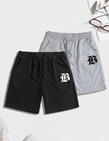 Set Pantaloni scurti 2 perechi SHEIN, negru/gri