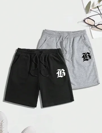 Set Pantaloni scurti 2 perechi SHEIN, negru/gri