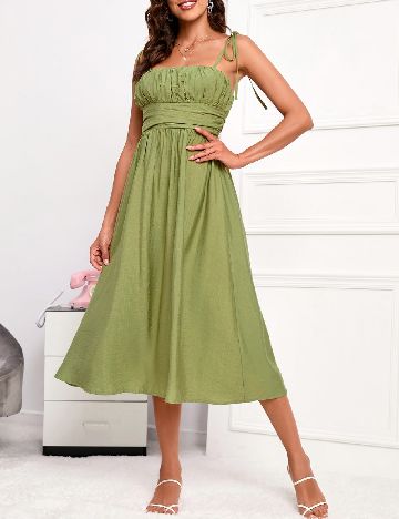 Rochie medie Double Crazy, verde deschis
