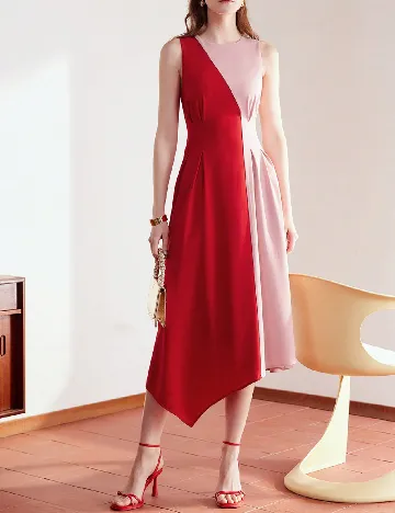 Rochie medie MOTF, rosu/roz