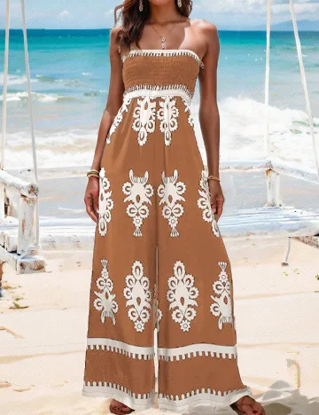 Salopeta SHEIN, maro/alb