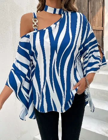 Bluza SHEIN, albastru/alb