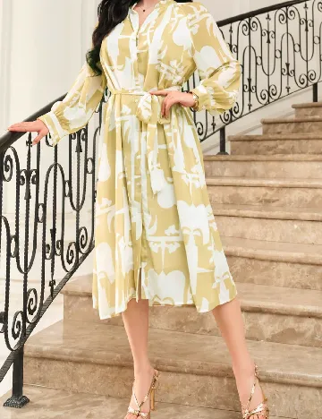 Rochie medie Dazy, verde/alb