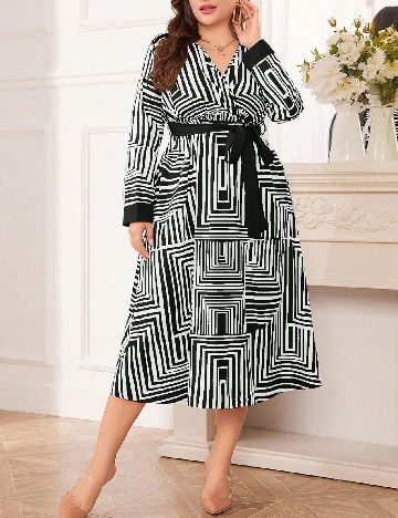 Rochie medie SHEIN CURVE, negru/alb