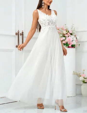 Rochie lunga SHEIN, alb/gri