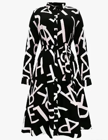 Rochie medie SHEIN CURVE, negru/roz