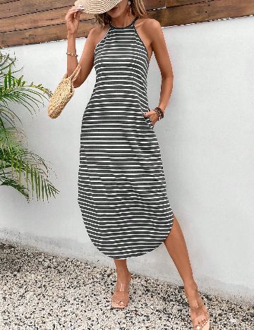 Rochie medie SHEIN, alb/gri