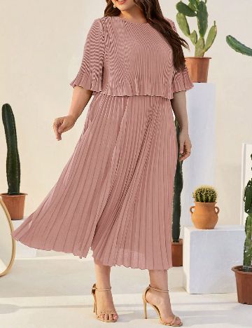 Rochie medie SHEIN CURVE, roz pudra inchis
