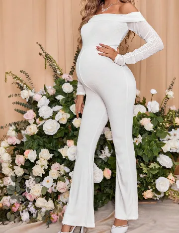 Salopeta SHEIN Maternity, alb