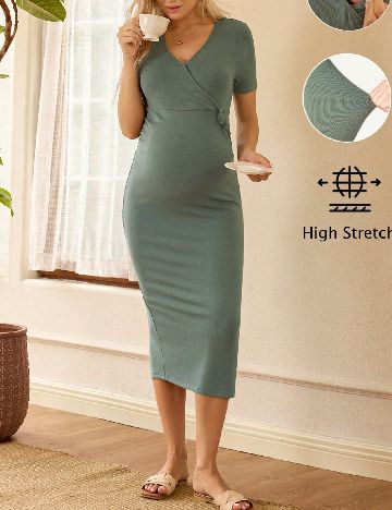 Rochie medie SHEIN Maternity, verde