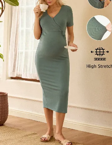 Rochie medie SHEIN Maternity, verde